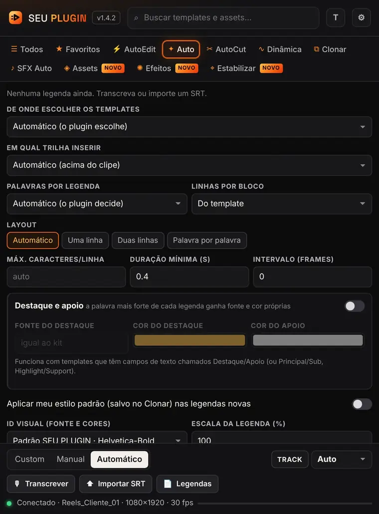 Aba Auto com layout, destaque e apoio