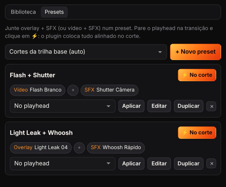 Aba Assets com presets